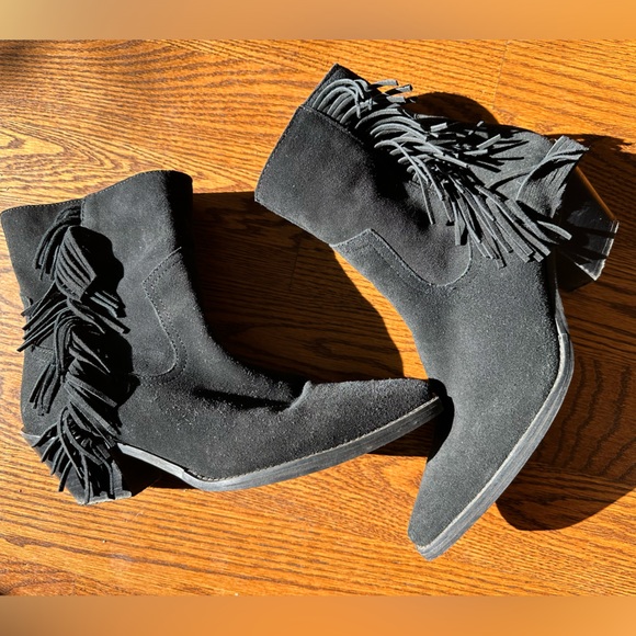 Coconuts fringe western boot Black 8.5/9 lightly worn, suede leather - Picture 1 of 5